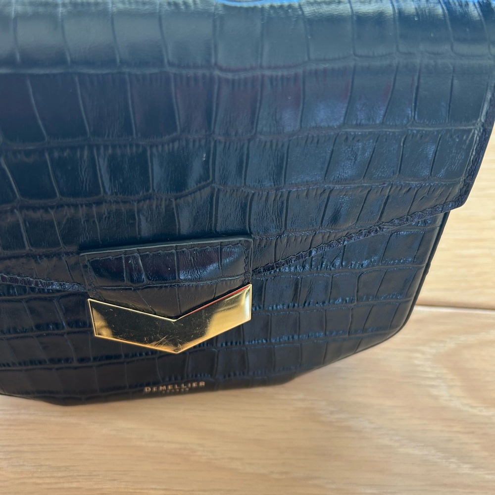 DeMellier Black Croc-Embossed Mini London Leather Bag - Picture 3 of 9